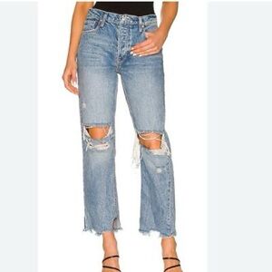 Free People We The Free Tapered Baggy Boyfriend Jeans Denim Blue Size 30